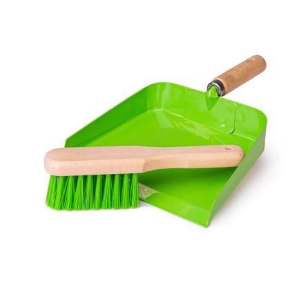 Bigjigs - Детска четка с лопатка за чистене в зелено