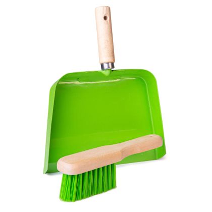 Bigjigs - Детска четка с лопатка за чистене в зелено