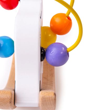 Bigjigs - Дървена детска спирала с мъниста Кравичка - образователна играчка