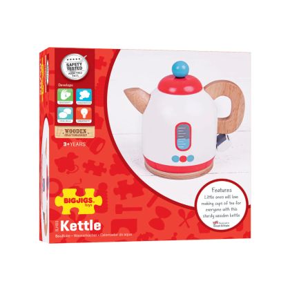 Bigjigs - Дървена детска играчка чайник за детска кухня