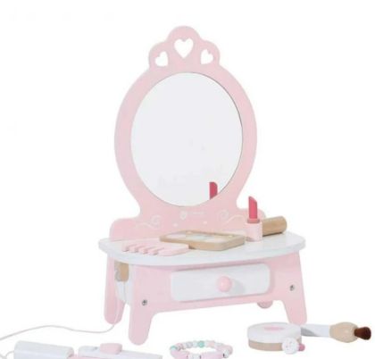 Classic World - Детска дървена тоалетка с аксесоари - Розова 