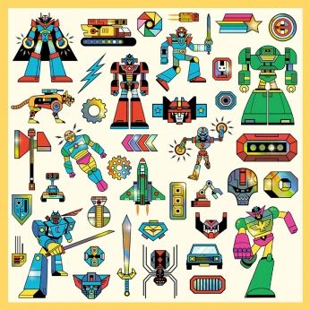 Djeco - Стикери с роботи супер герои - 160 броя