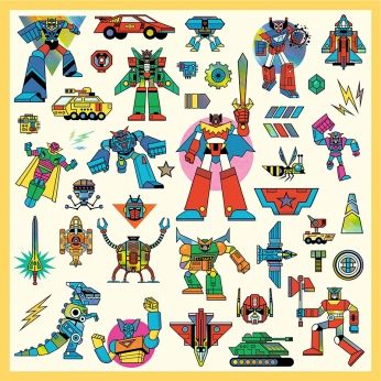Djeco - Стикери с роботи супер герои - 160 броя