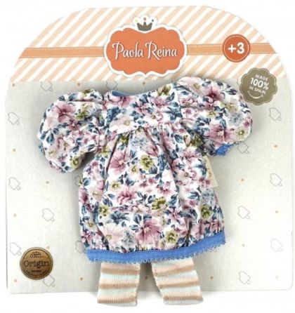 Комплект дрехи за кукла Paola Reina - Рокля на лилави цветя 32 cm - Paola Reina