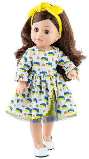 Комплект дрехи за кукла Paola Reina - рокля на таралежчета и лента за коса 42 cm - Paola Reina