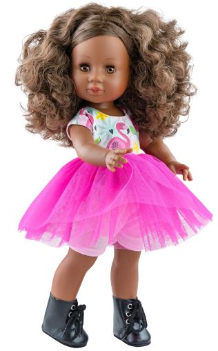 Комплект дрехи за кукла Paola Reina - Рокля с фламинго и розов тюл 42 cm - Paola Reina