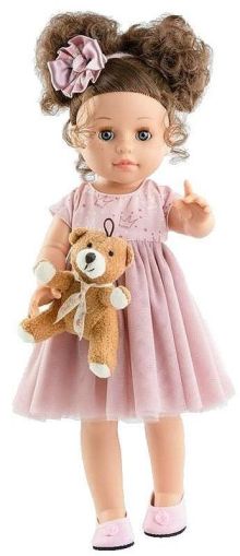 Комплект дрехи за кукла Paola Reina - Розова рокля с панделка 42 cm - Paola Reina
