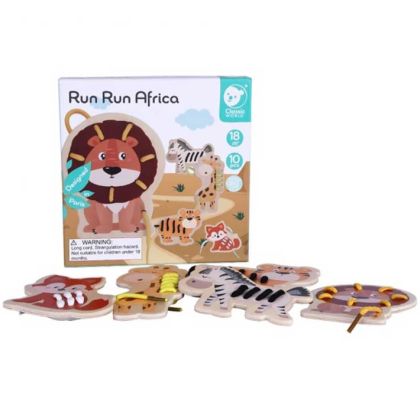 Дървена детска игра - Низанка - Африканските животни - Classic World