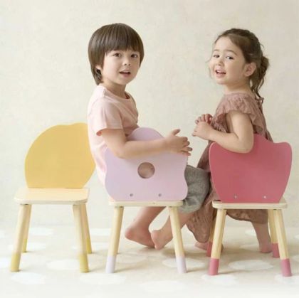 Дървено столче за деца с облегалка във формата на Цвете - Classic World