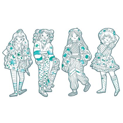 Комплект хартиени кукли  за оцветяване - Анжели и приятели - 32см - djeco