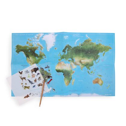 Карта на света със 107 стикера - Tout autour du monde - Moulin Roty