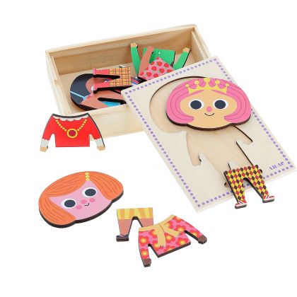 Детски дървен пъзел - Облечи момиче - по дизайн на Ingela p.Arrhenius - Vilac