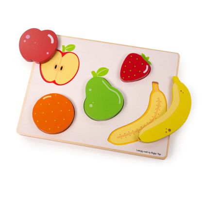 Детски дървен сензорен пъзел "Вдигни и виж" - Плодове - BIGJIGS