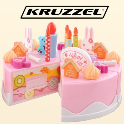 Детска играчка - торта за рожден ден, комплект със 75 части - Kruzzel