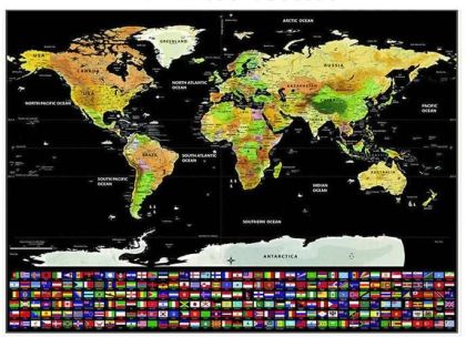 Скреч карта на света със знамена - Malatec