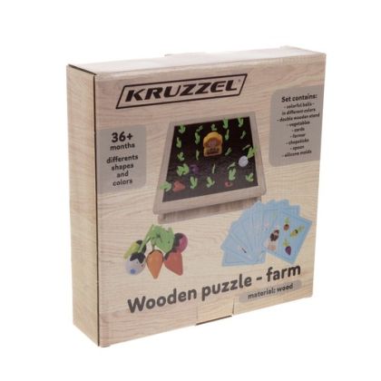 Дървен пъзел ферма - 132 части - Kruzzel