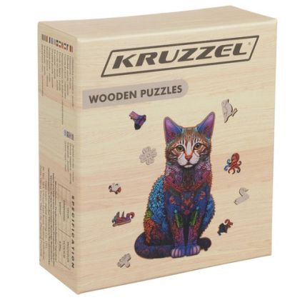 Дървен креативен пъзел Котка 130 части - Kruzzel