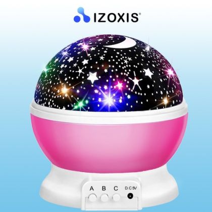 Нощна лампа с проектор - розова - Izoxis