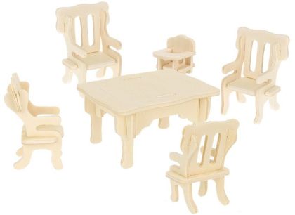 Комплект дървени мебели за кукли и куклена къща - 34 мебели, 175 части - Kruzzel