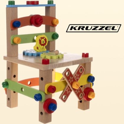 Дървено столче за деца за самостоятелно сглобяване - Kruzzel