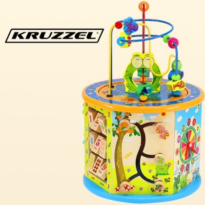 Дървено образователно кубче с движещи се елементи - Kruzzel