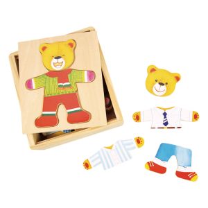  Bigjigs- Дървен пъзел мече за преобличане Мистър Беър 