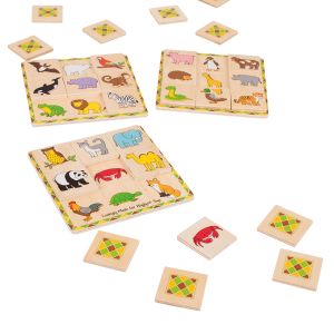 Bigjigs - Дървена игра лото животни 