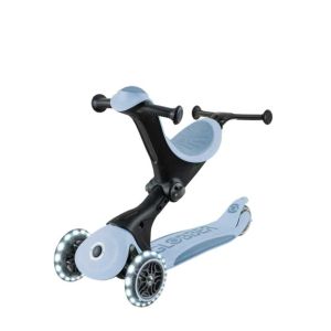 Тротинетка със седалка 5 в 1 GLOBBER GO UP DELUXE LIGHTS ECOLOGIC 360° - пастелно синя