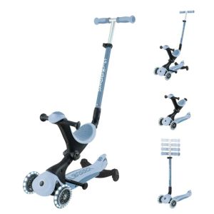 Тротинетка със седалка 5 в 1 GLOBBER GO UP DELUXE LIGHTS ECOLOGIC 360° - пастелно синя