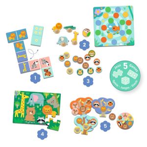 Комплект от 5 образователни игри диви животни - Djeco