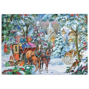 Пъзел 1000 части - Весела компания в каретата – The House of Puzzles