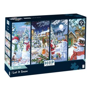 Комплект от 4 пъзела по 500 части - Нека вали сняг - The House of Puzzles