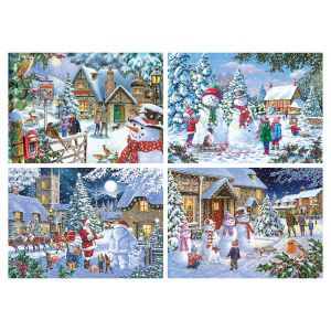 Комплект от 4 пъзела по 500 части - Нека вали сняг - The House of Puzzles
