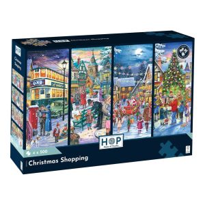 Комплект от 4 пъзела по 500 части - Коледно пазаруване - The House of Puzzles