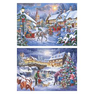 Комплект от 2 пъзела по 500 части - Зимни картини - The House of Puzzles