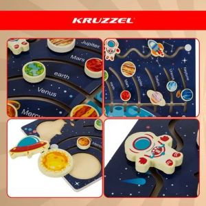 Монтесори дървен пъзел Слънчева система - Kruzzel