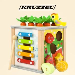 Дървено образователно сортер кубче - Kruzzel 
