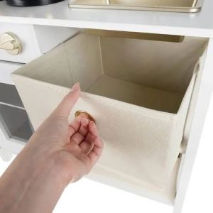 Дървена кухня за игра със звуци- бежов и златист