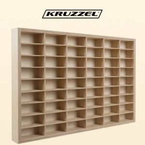 Дървен рафт за съхранение на колички и играчки - 54 отделения - Kruzzel