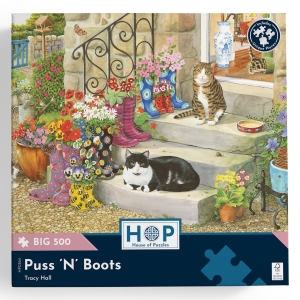 Пъзел с едри части 500  - Чизми и котки - The House of Puzzles  