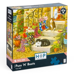 Пъзел с едри части 500  - Чизми и котки - The House of Puzzles  