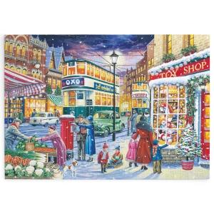 Комплект от 4 пъзела по 500 части - Коледно пазаруване - The House of Puzzles