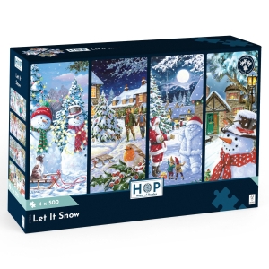 Комплект от 4 пъзела по 500 части - Нека вали сняг - The House of Puzzles