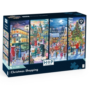 Комплект от 4 пъзела по 500 части - Коледно пазаруване - The House of Puzzles