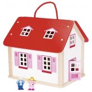 Goki, Дървена, кукленска, къща, в, куфар, с, аксесоари,  къща за кукли, кукленска къща, куклена къща, дървена играчка, образователна играчка, играчка, играчки, игри, игра