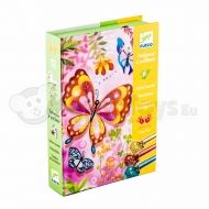 Djeco - Творчески комплект за оцветяване с брокат - Пеперуди