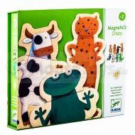 Djeco - Детска игра с дървени магнити Crazy animals