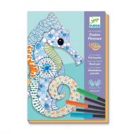 Djeco - Творчески комплект за оцветяване с флумастери и моливи - Motif Art