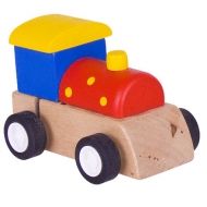 Bigjigs - Дървен локомотив с механизъм - Жълто покривче