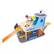 Classic World - Дървена играчка - Гараж на две нива с колички и хеликоптер